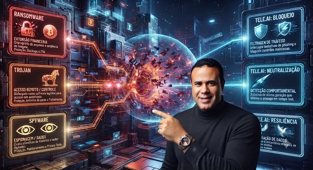 Joaldo Lima apresentando painel sobre ransomware, trojans, spyware e proteção digital
