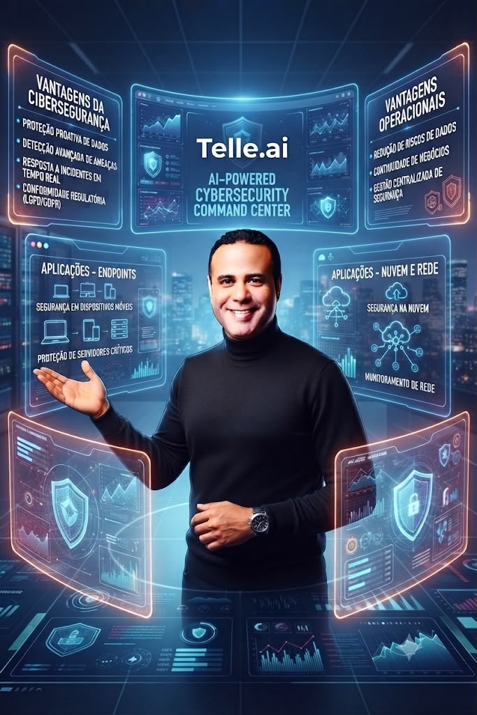Joaldo Lima apresentando centro de comando de ciberseguranca da Tellegroup